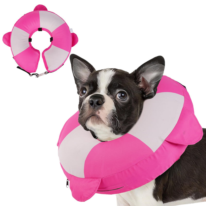 MIGOHI Soft Dog Pillow Donut Collar - Inflatable Alternative to Plastic Cone After Surgery,Adjustable Recovery E-Collar for Medium Dogs, Prevents Licking, Post-Surgical Spay Care(Large, Rosepink) L