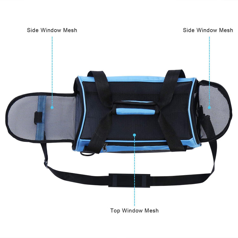 YLONG Airline Approved Pet Carrier,Soft-Sided Pet Travel Carrier for Cats Dogs Puppy Comfort Portable Foldable Pet Bag 17.5"L x 7.5"W x 11.0"H Blue - PawsPlanet Australia