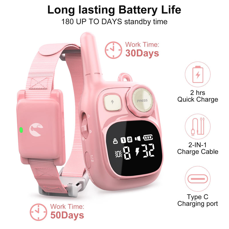 Dog Shock Collar with Remote Control 1800 FT, Adjustable Pink Electric Collar Rechargeable for 5–15lbs Small Dogs Puppy or 20-120 Pound Medium Large Dog, Safety Vibration Trainer 1 Pack - PawsPlanet Australia
