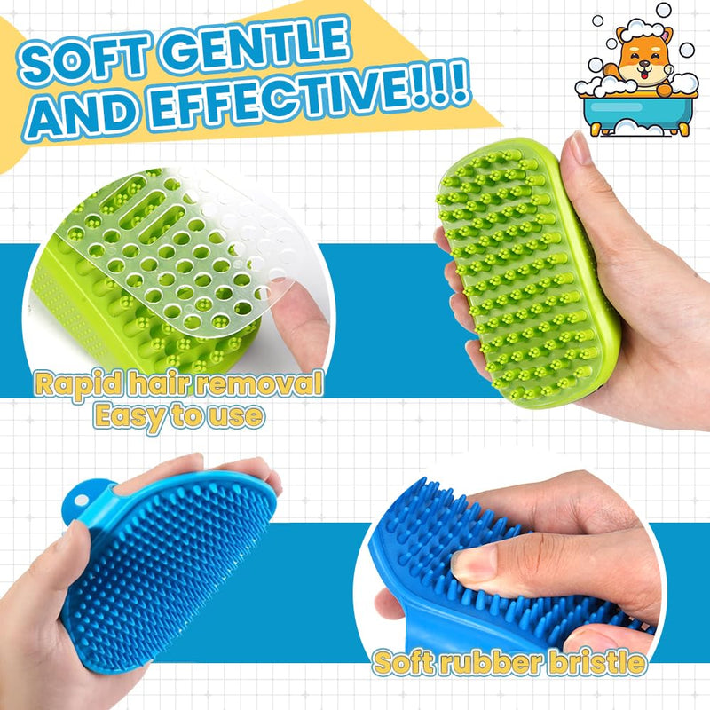 3PCS Dog Bath Brush | Dog Scrubber for Bath | Dog Shampoo Brush | Dog Washing/Shower Brush, Suitable for Short/Long Haired Dogs, Dog Brush for Shedding, Bathing, Massaging & Grooming (Blue Blue Green) - PawsPlanet Australia