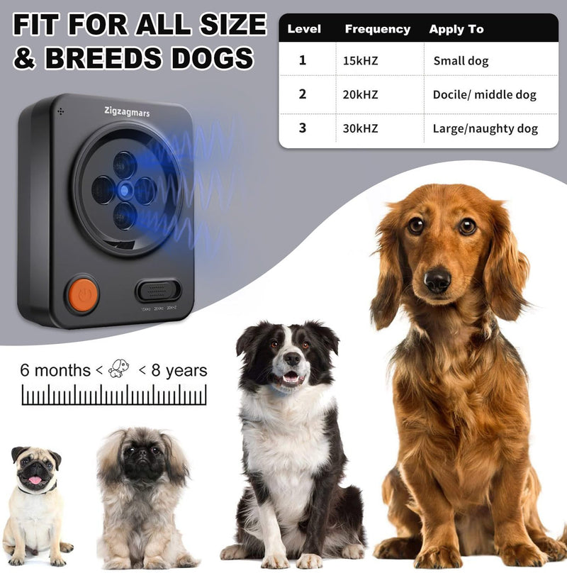 Anti Barking Devices, Ultrasonic Barking Deterrent Devices with 3 Frequency Modes & 33FT, Waterproof Rechargeable Dog Bark Box Stop Barking Devices for Indoor Outdoor – No App Needed, Instant Use Standard black