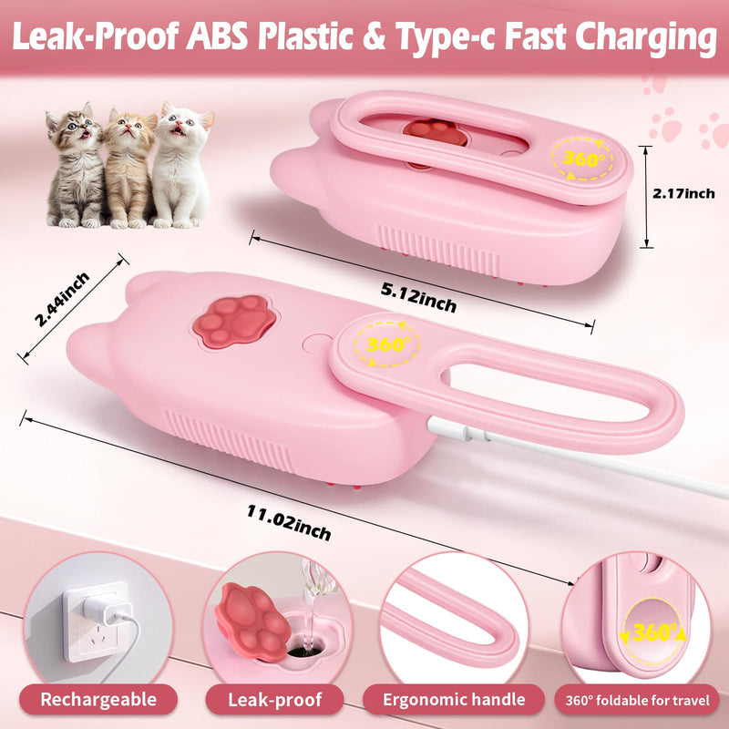 Cat Steam Brush for Shedding, Spritz Defur Comb 3 in 1 Pet Rechargeable Steam Brush Tool for Long and Short Haired Cats and Dogs, Anti-Static, Shedding, Detangling, Massage & Combing (pink) - PawsPlanet Australia