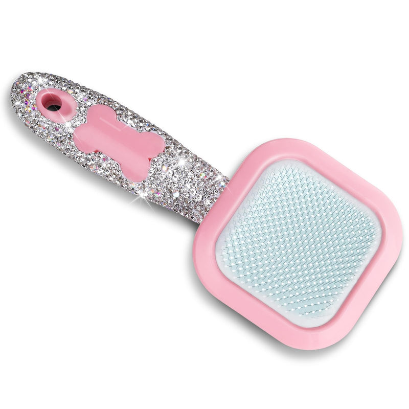 Pet Grooming Brush with Ceramic Clay Craft & Diamond Embedded Design - Washable, 360° Rotating Head for Dogs or Cats.Small 16x6.2cm Small