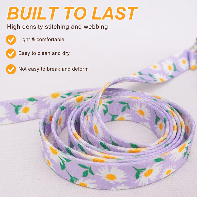 BEAUTYZOO No Pull Dog Harness and Leash Set - Adjustable Step-in Puppy Harness for Small Medium Large Dogs, Escape Proof Soft Nylon Vest with Double D Ring for Walking Running Training, Purple S S(Chest:15-21") Purple Flowers - PawsPlanet Australia