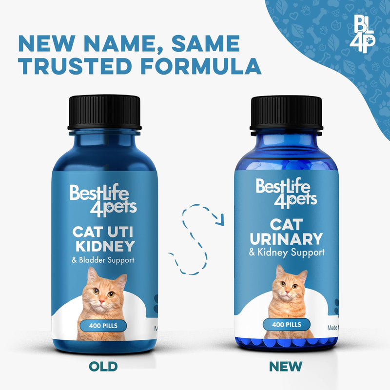 Cat UTI Remedy & Kidney Support for Cats, Natural Urinary Tract Infection and Cat Bladder Crystals Treatment Helps Flush Out Kidney Stones, Clears Infection, & Improves Kidneys Health, 400 Tiny Pills 1-Pack