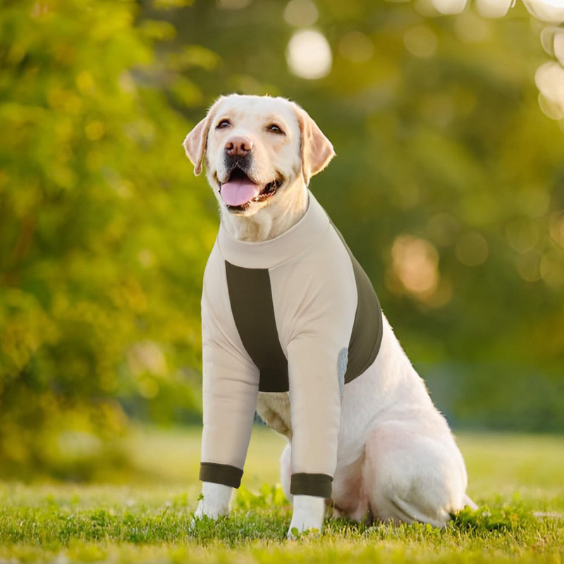 LeLePet Dog Body Suit After Surgery, Dog Front Leg Sleeve Post-Operative Wound Protection, Stretchy Medical Recovery Suit for Large Dogs, Army Green XL