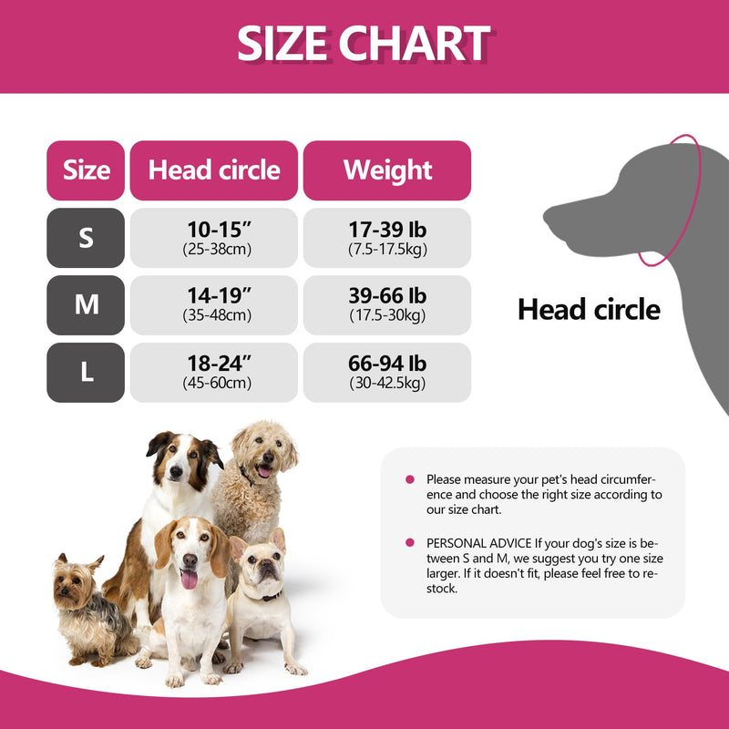 ETIAL Waterproof Dog Ear Muffs, Anti-Slip Ear Covers for Small Medium Large Breeds Swimming & Bathing, Dog Ear Wraps for Noise Protector from Thunder, Fireworks (Rose,L) Rose L