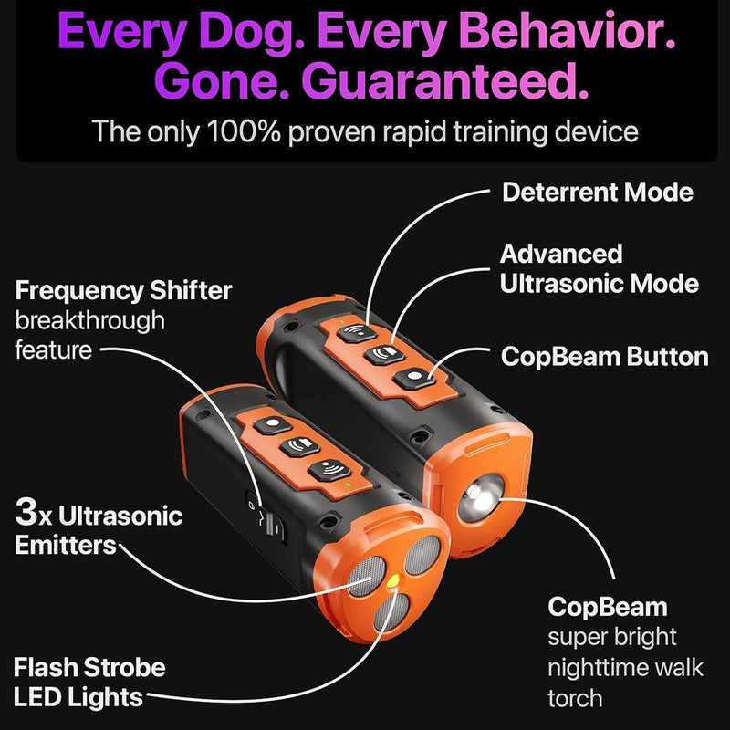 Ultrasonic Dog Bark Deterrent Device, 50 Ft Range, Black (Black) - PawsPlanet Australia