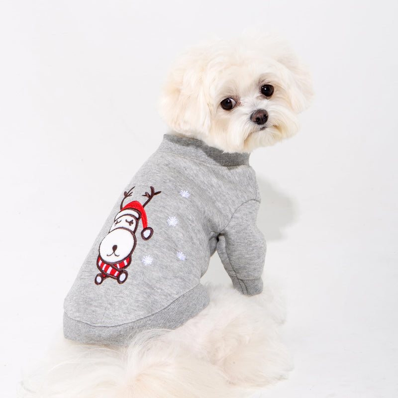 Puppia Dunder Holiday Winter Round Neck Shirts for Small and Medium Dogs, Melange Grey, Medium - PawsPlanet Australia