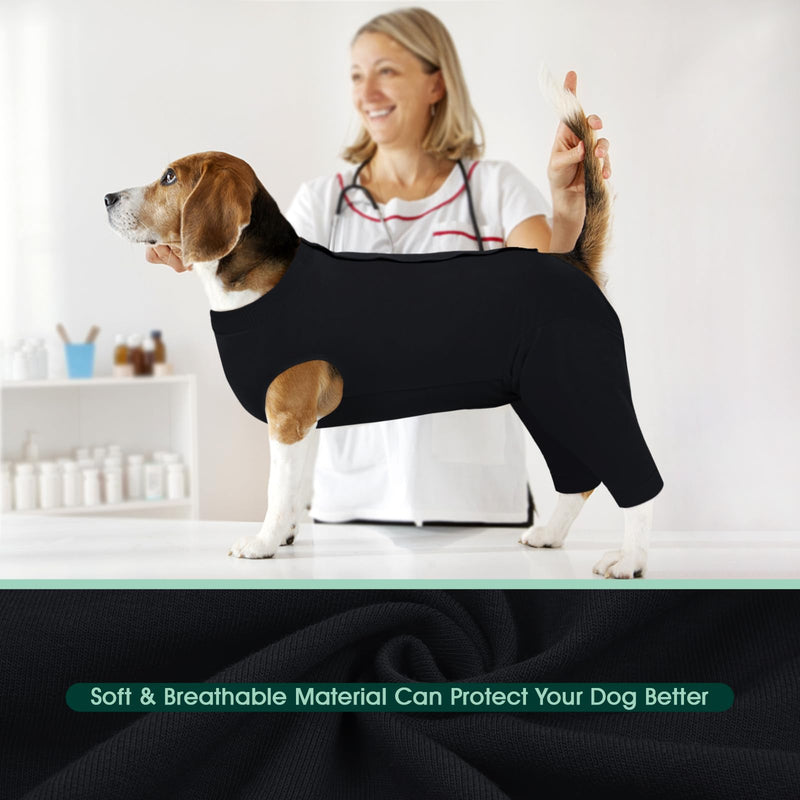 Kuoser Dog Surgery Suit Female Spay Male Neuter, Dog Leg Sleeve to Stop Licking Soft Dog Onesie for Abdominal Wound, Dog Recovery Suit Rear Leg Sleeves Pet Elbow Brace Protector, Black M Medium (Back Length: 34CM / 13.38") - PawsPlanet Australia