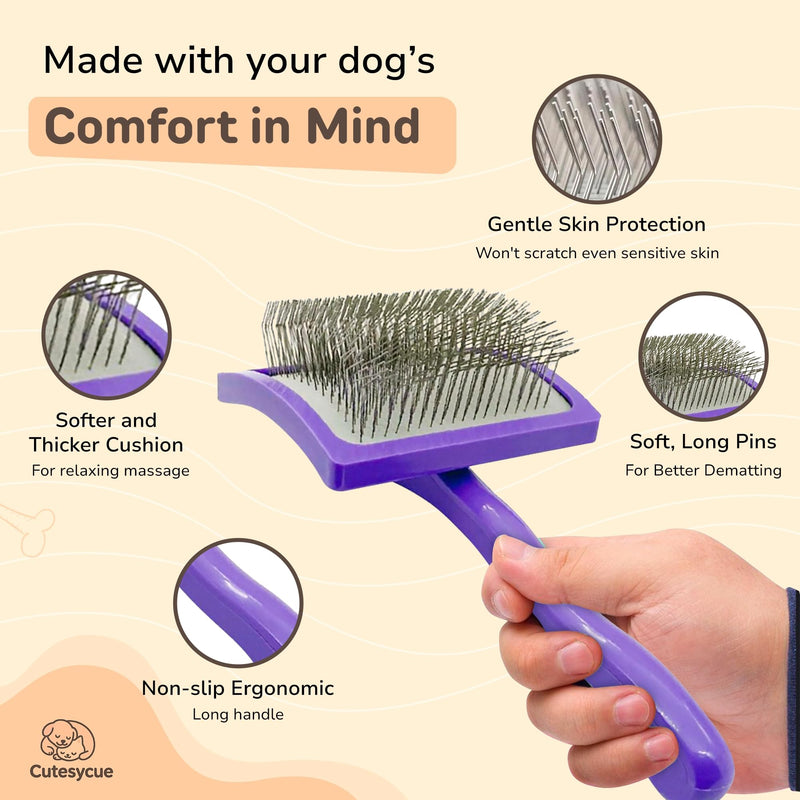 Slicker Brush for Dogs | Dog Grooming Supplies | Best Brushs For Long Haired Dog | Deshedding Brush | Dematting Brushs | Gentle On Skin | Soft-Grip Handle - PawsPlanet Australia