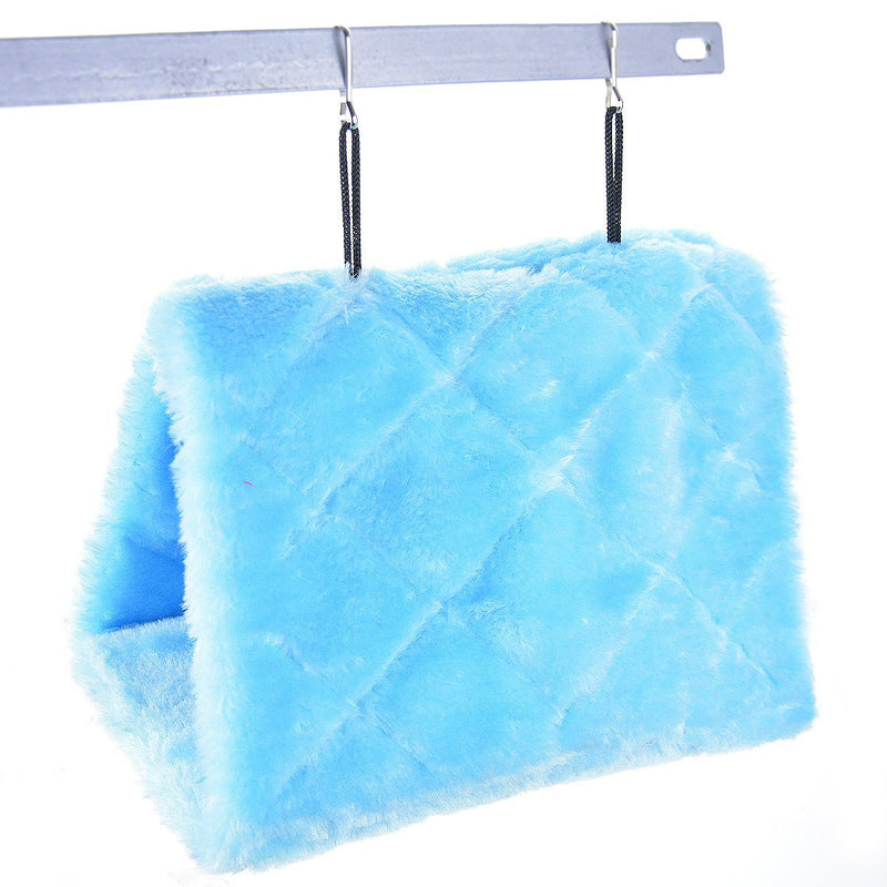 MOACC Winter Warm Bird Nest House Shed Hut Hanging Hammock Finch Cage Plush Fluffy Birds Hut Hideaway for Hamster Parrot Macaw Budgies Eclectus Parakeet Cockatiels Cockatoo Lovebird (M, Blue) M