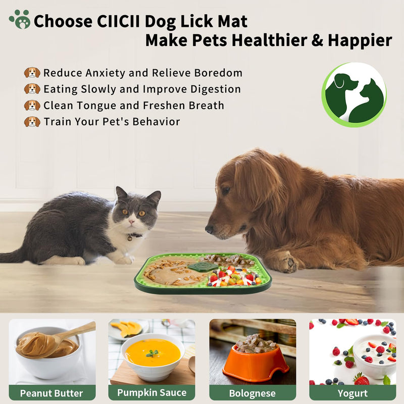 CIICII Dog Lick Mat for Dogs Crate, 2 in 1 Dog Slow Feeder Treat Mat (Large 7.1" Dog Licking Mat + Dog Crate Training Aid) with Silicone Anti-Slip Pad for Dogs/Cats Anxiety Reduction & Boredom Relief Dog Crate Lick Mat 7.1 X 7.1 Inch