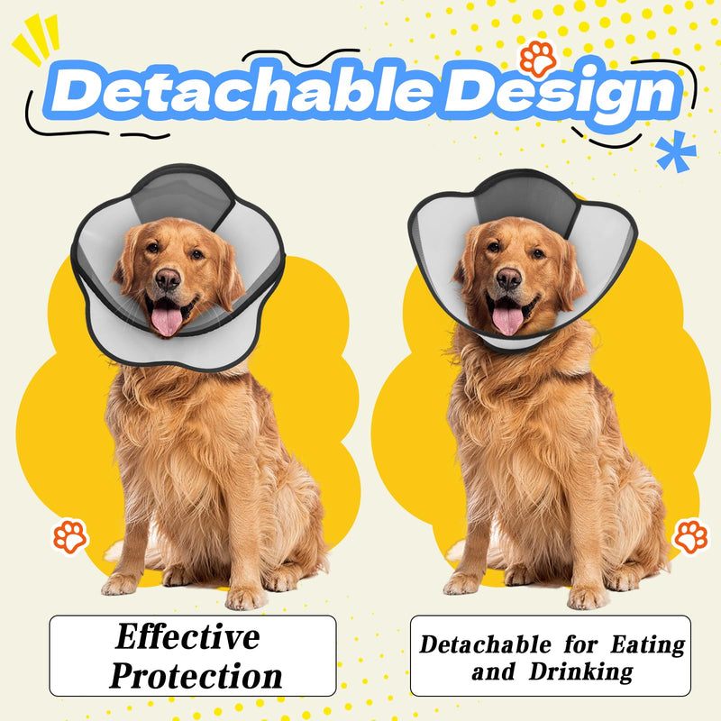 Upgraded Dog Cone Collar for Dogs After Surgery, Adjustable Dog Cone Collar for Large Medium Dogs,Breathable Elizabethan Pet Recovery Collar(Size:L) Plastic L (Neck Circumference: 13.7"-18")
