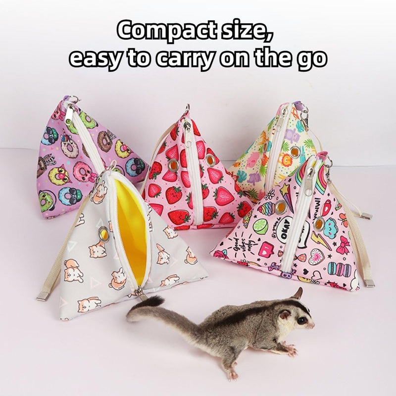 Sugar Glider Bonding Pouch Small Pet Carrier Triangle Bag Sling with Zipper Design Critter Cuddler for Gliders Ferret Rat Hedgehog Hamster (Pink A) Pink A