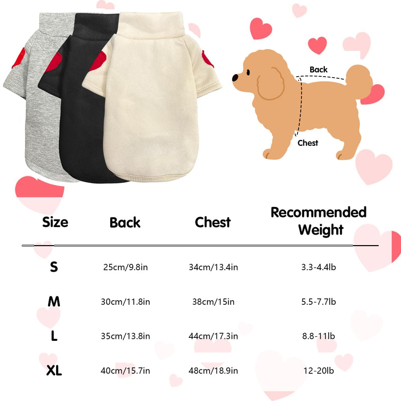 Winmany Small Medium Dogs Clothes Pet Heart Patch Turtleneck Sweatshirt Cat Puppy Spring Fall Winter Sweater Coat (Grey, Small) Grey