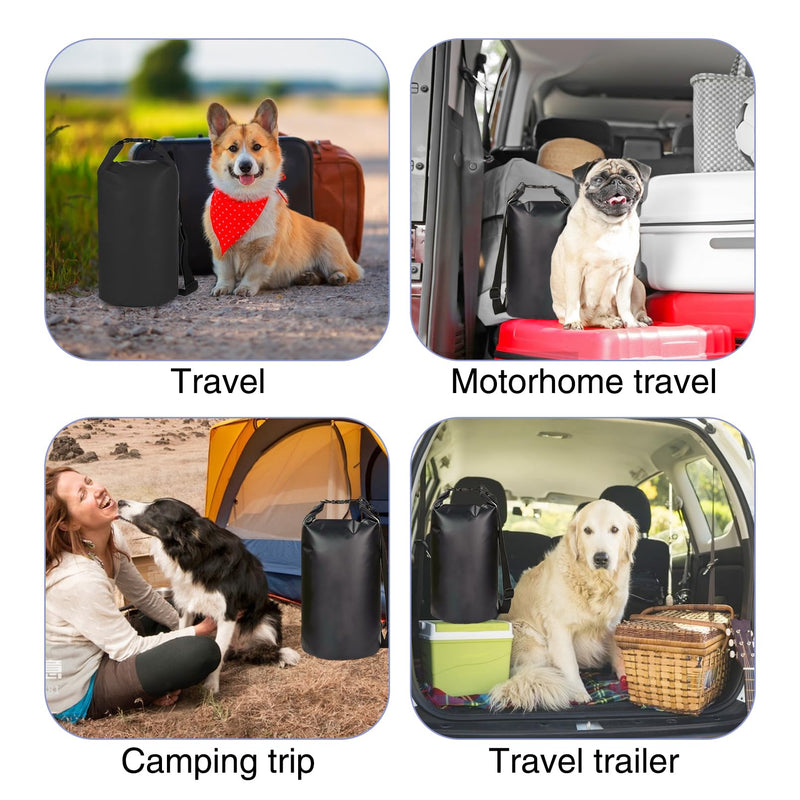 Dog Food Travel Bag, 5L Large Pet Food Storage Bag with Shoulder Strap, Waterproof Portable Puppy Feeder Container for Camping Hiking - Black 5L(≈6.5lbs） - PawsPlanet Australia