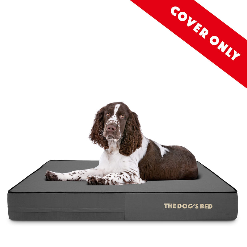 The Dog's Bed Replacement Outer Cover ONLY (Outer Cover ONLY - NO Bed, NO Waterproof Inner) for The Dog's Bed, Washable Oxford Fabric, Large 6 Inches (Grey with Black Piping) Grey with Black Trim Large Spare Cover (6" Deep) - PawsPlanet Australia
