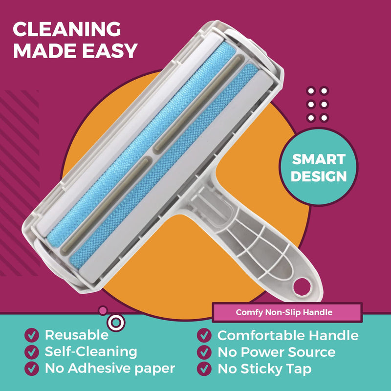 Self-Cleaning Pet Hair Remover Roller with Non Slip Rubber Handle, Dog and Cat Fur Hair Removal Cleaner Tool, Reusable Lint Remover for Clothes, Furniture, Coach Carpet Sofa or Car Seat - PawsPlanet Australia