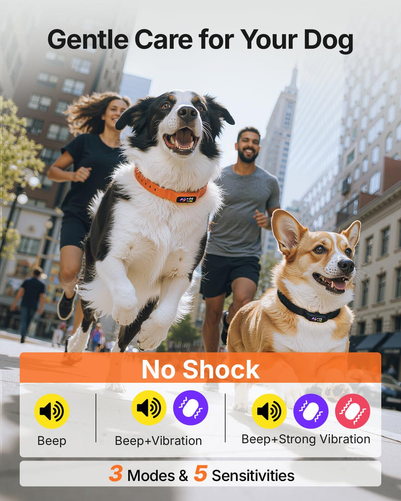 Anti Bark Collar for Small Medium Large Dogs, Vibrating Dog Collars No Shock, Rechargeable Smart AI Bark Collar, Automatic Dog Training Collar, IP 67 Waterproof Dog Barking Collar (Orange) Orange - PawsPlanet Australia
