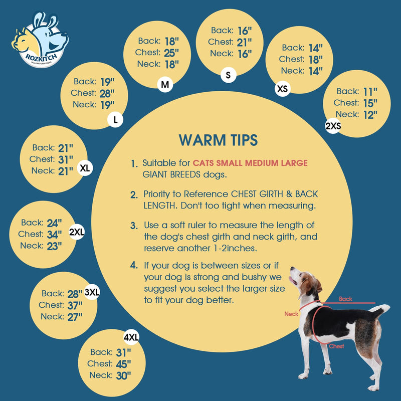 ROZKITCH Dog Fleece Sweater, Pet Windproof Warm Cold Weather Jacket Vest Cozy Jumpsuit Apparel Outfit Clothes for Small Medium Large Dog Walking Sleep 2XS 2XS(Back Length:11") Turquoise