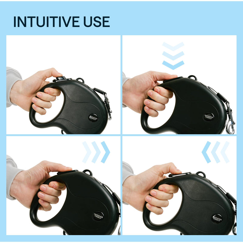 Retractable Dog Leash for Small Dogs 0-33 lbs – 10ft Long Leash for Dogs with Hands Free Shoulder Strap, No Pull Heavy Duty Dog Lead, Black Reflective Leashes for Training, Running, Walking Small Dogs (0-33 lbs) - PawsPlanet Australia