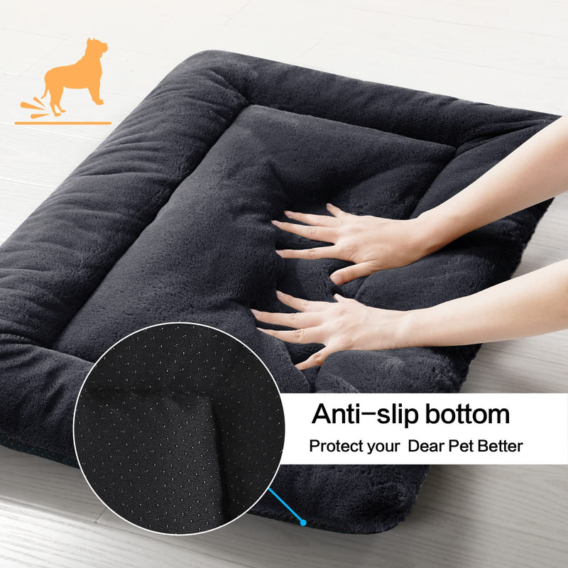 Dog Beds Crate Pad for Medium Dogs Fit Dog Crates,Washable & Anti-Slip Kennel Pad for Dogs Cozy Sleeping Mat,Dark Gray 30inch 30.0"L x 19.0"W x 1.0"Th dark gray - PawsPlanet Australia