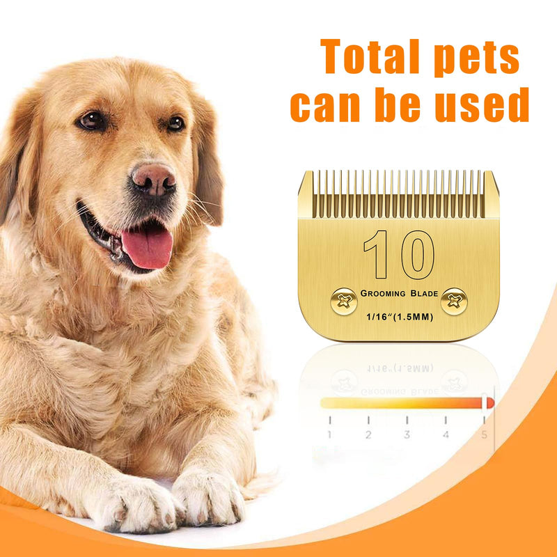 2PCS 10 Blades Dog Grooming Blades Compatible with Andis/Oster A5/Wahl KM-10 Series Dog Clippers Replacement Blades,Detachable Dog Clipper Blades(Gold 10#/2PCS) Gold 10#/2pcs - PawsPlanet Australia