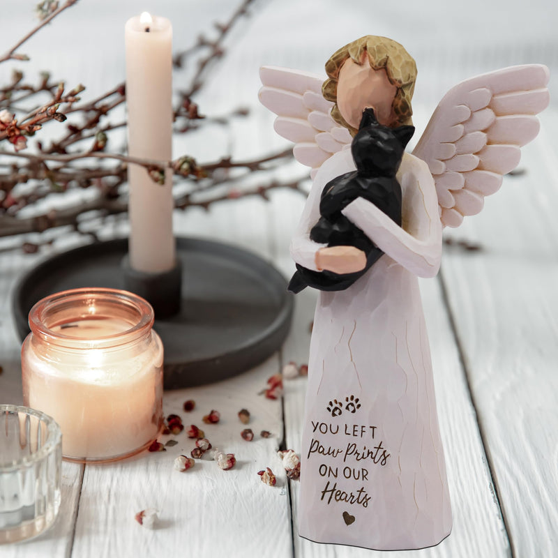 Cat Memorial Gifts, Pet Cat Remembrance Gifts, Loss of Cat Sympathy Gifts for Cat Mom, Passed Away Cat Gifts, Hand-Painted Figurines Angel Cat (Black) Black - PawsPlanet Australia