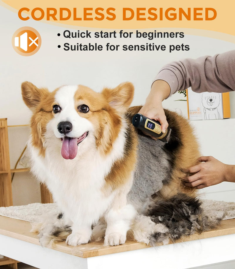 Dog Clippers for Grooming, 4-Speed & LCD, Low Noise Electric Dog Trimmer for Grooming, Cordless Rechargeable Dog Hair Clippers, Super Quiet for Dogs & Pets with Thick or Heavy Coats(C95) C95 - PawsPlanet Australia