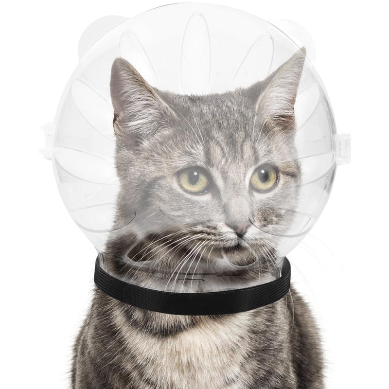 Breathable cat bladder helmet made of ABS. Large, round-shaped head protection with leg protection for cats after surgery. Wear-resistant and transparent.