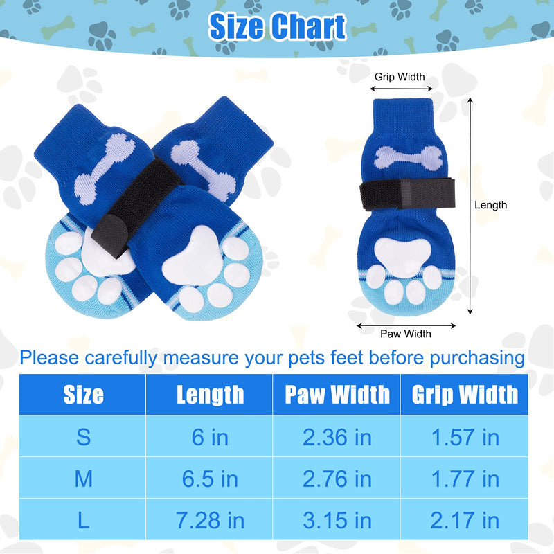 BINGPET Anti-Slip Dog Socks with Bone Embroidery Pattern - 2 Pairs Soft and Breathable Pet Puppy Paw Protector Medium Blue - PawsPlanet Australia