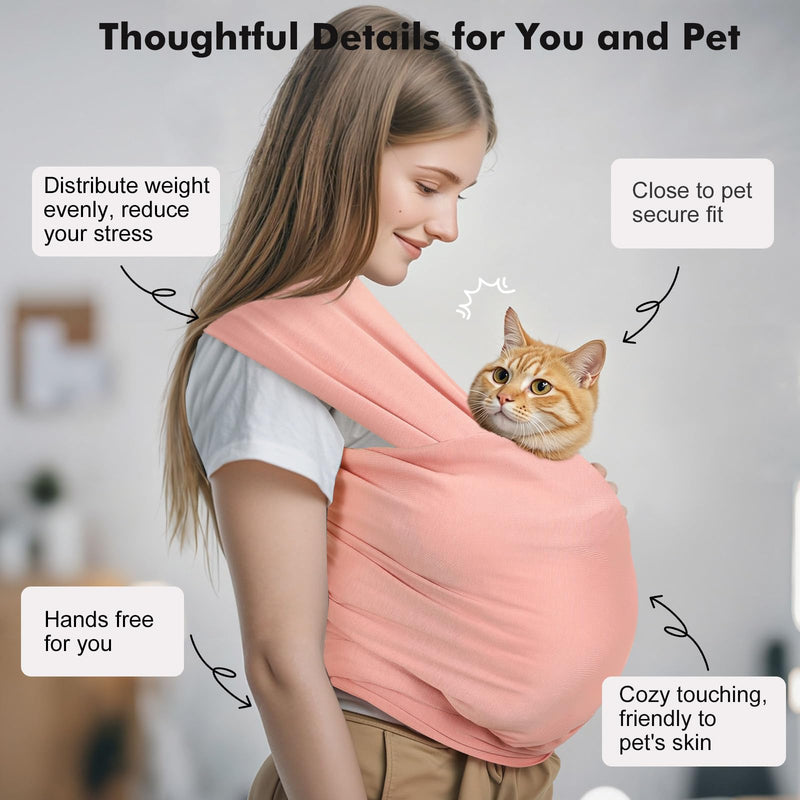 Pawaboo Pet Sling Carrier for Small Dogs and Cats, Hands Free Dog Carriers Sling, Anti-Anxious Soft Cotton Front Facing Cat Carrier Papoose, Puppy Kitten Pouch Reduce Back Neck Pain, Pink - PawsPlanet Australia