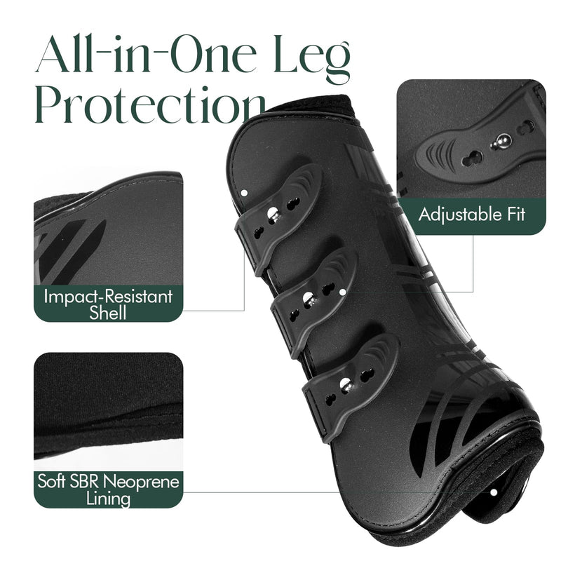 Tendon Boots for Horses, Set of 4, Shock-Absorbing Protective Horse Sport Boots for Jumping, Trail Riding & Equestrian Activities Large
