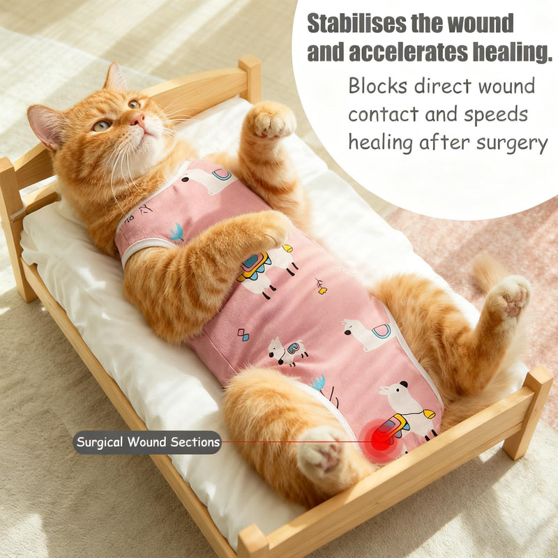 MUU Cat Recovery Suit 2 Pack, Kitty Surgical Shirt Collar Alternative, Breathable Onesie for Female Cats After Spay Surgery, Recovery Suit Female Abdominal Wounds, Size M (2~4KG Cat)