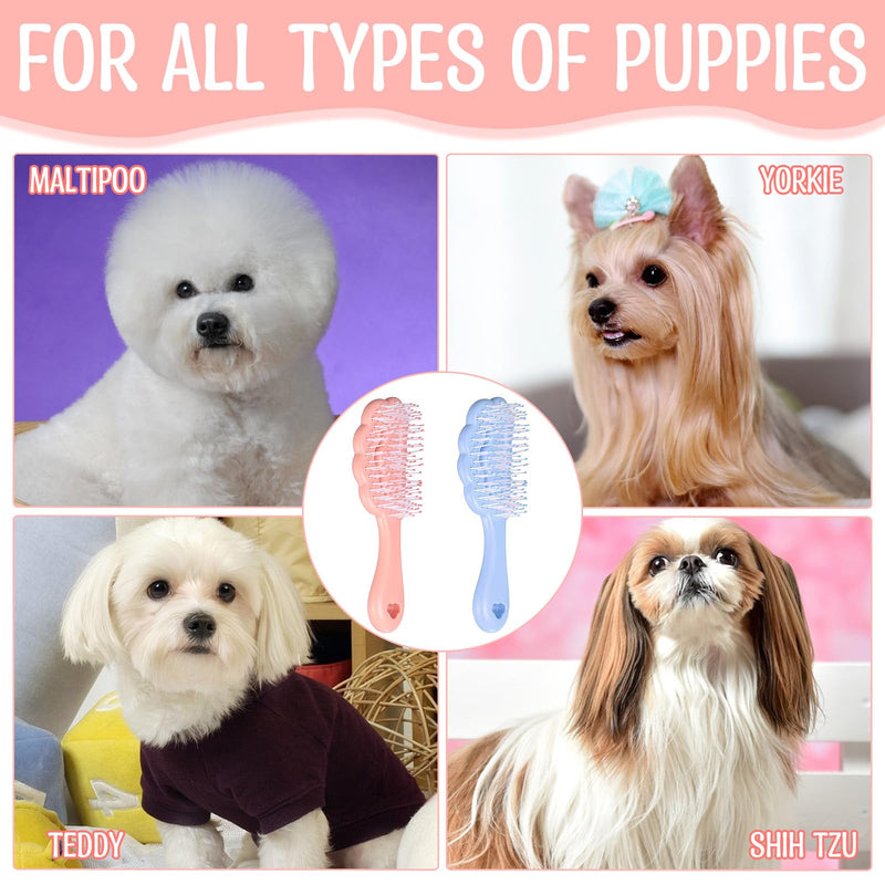 Cloud Shape Small Dog Grooming Brushh, 2Pcs Soft Pet Brush Puppy Brushs for Small Dogs, Short Hair Dog Brushs for Maltese and Breeds (Blue & Pink) - PawsPlanet Australia