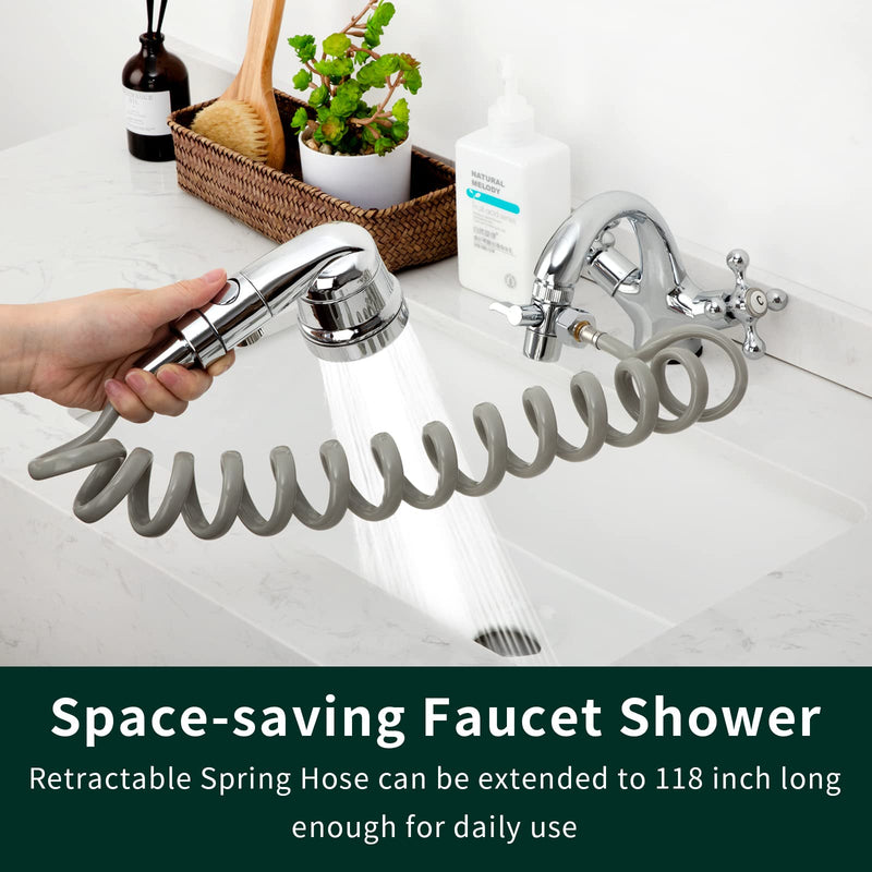 ZCONIEY Sink Faucet Sprayer Attachment Hair Pet Rinser Showerhead with Stop Water-saving Function 1-Silver Sink Shower Set - PawsPlanet Australia