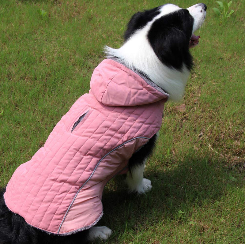 Fleece Dog Hoodie for Medium Dogs Super Warm Doggie Jacket for Cold Winter Dog Coats,Pink L Large (Pack of 1) Pink