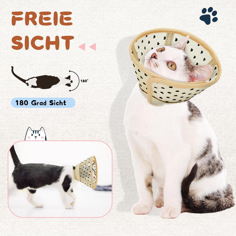 Supet Soft Cat Cone Collar, Air Fabric Cat Recovery Cone After Surgery to Prevent Licking, Adjustable, Breathable Cat Neck Cone Alternative for Small Kittens and Cats