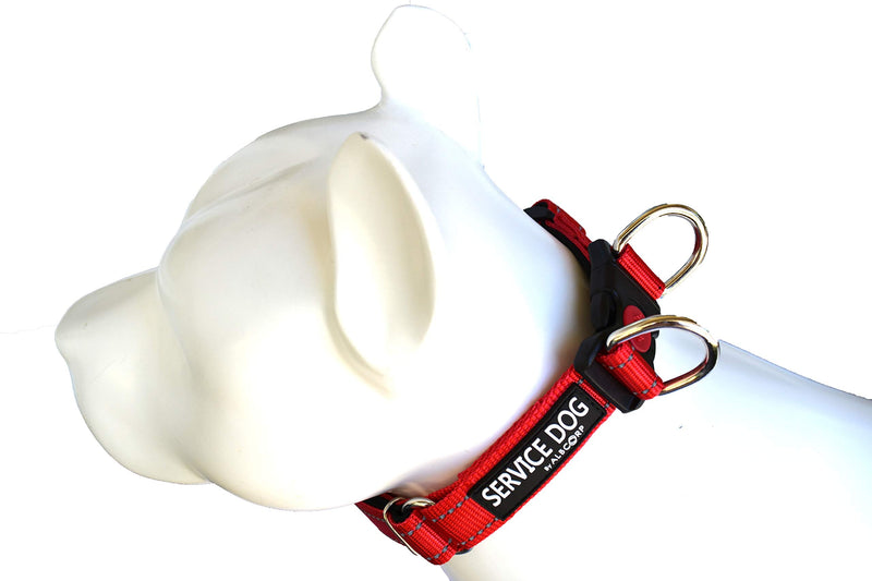Albcorp Reflective Service Dog Collar – Sizes XS to XL (8.6–28.7 Inches), Service Dog Rubber Patch, Neoprene-Padded Comfort & High-Visibility Gear for Dedicated Handlers, Medium, Red M(13.4" x 17.7") Neck Girth - PawsPlanet Australia