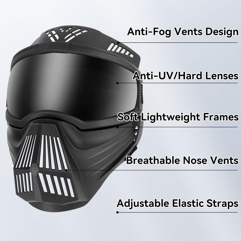 Namsan Large Dog Goggles with Basket Muzzle, Breathable, Full Face Protective, Dog Sunglasses with Mouth Cover for Medium to Large Dogs, Adjustable, Black (Full-Face)Black - PawsPlanet Australia