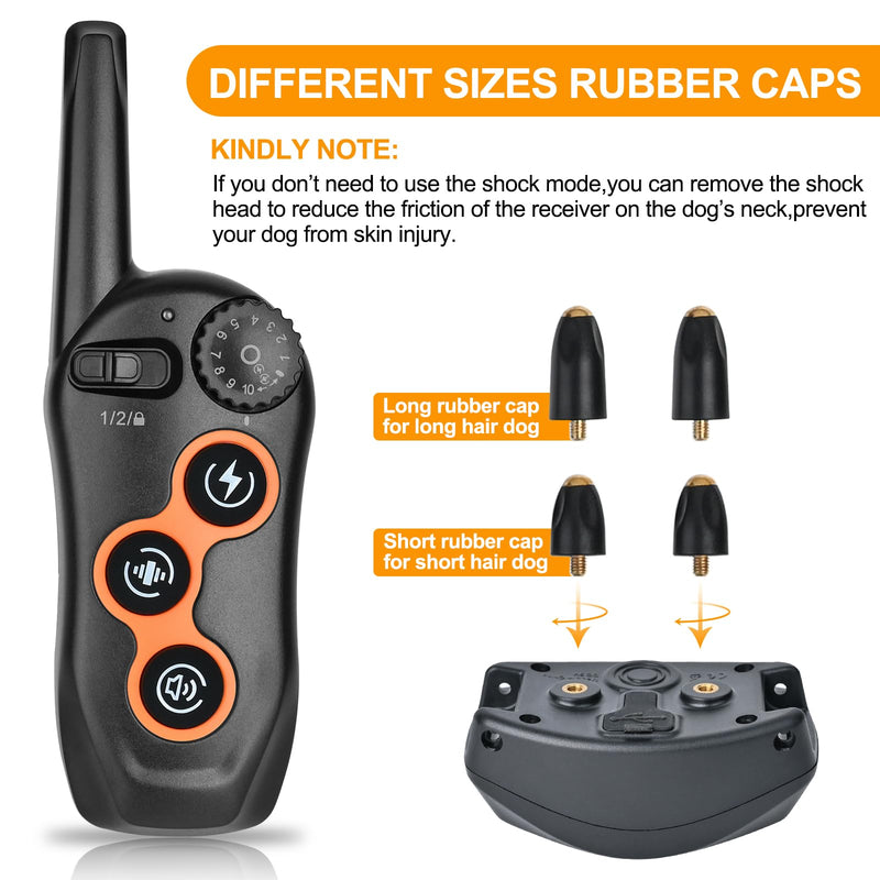 Dog Shock Collar with Remote Control,1300Ft,IP67 Waterproof Dog Training Collar with 3 Training Modes, Beep, Shock, Vibration,Safe Lock for Small, Middle,Large Dogs (Orange O+B) - PawsPlanet Australia