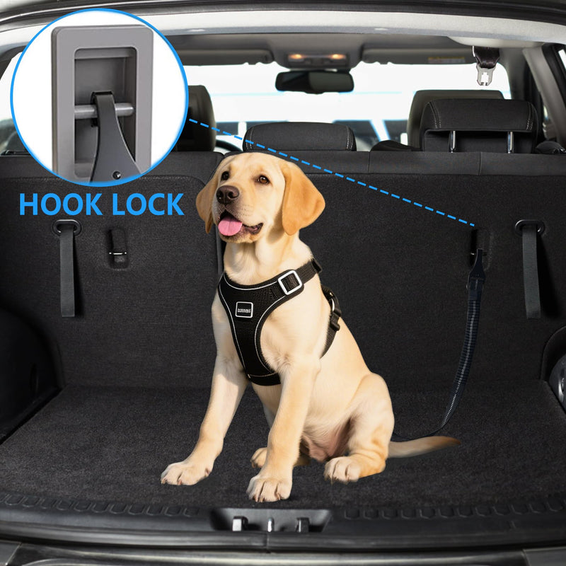 Dog Seat Belt for Car, 3-in-1 Adjustable Dog Seat Belt with Carabiner, Latch & Buckle, Heavy Duty Dog Car Harness Tether with Bungee Buffer, Pet Safety Restraint for Small Medium Large Dogs - PawsPlanet Australia