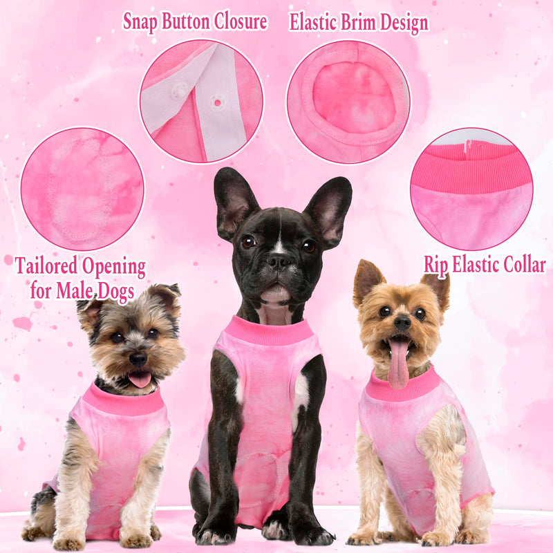 Dog Surgery Recovery Suit, Tie Dye Pet Surgical Suit for Female Dogs, Cone E-Collar Alternatives Abdominal Wounds Protector, Neuter Dog Anti-Licking Onesie for Small Medium Large Dogs, Medium Pink