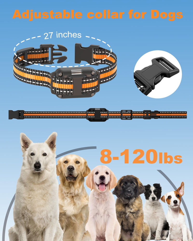 Dog Shock Collar with Remote Control – IP67 Waterproof Dog Training Collar with Beep, Vibration, Shock, Flashlight, Long-Lasting Battery, Safe for Dogs 8–120 lbs Orange - PawsPlanet Australia