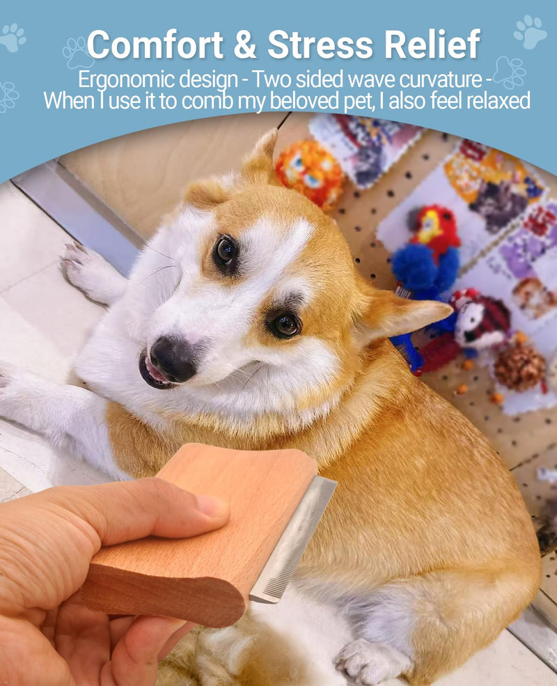 Dog Brush for Shedding | Pet Hair Removal Tool, Cat Grooming Supplies, Deshedding Dog Brush | Combs for cleaning and grooming short and long hair (L (5.3 Inch)) L ( 5.3 Inch )