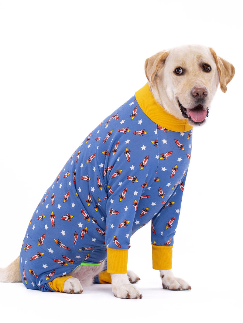 Large Dog Clothes, Elastic Pet Onesie Clothes Protect Joints Anti-hair Anti Licking, Wound Protection Pet Pajamas Jumpsuit For Medium Large Dogs (6XL,Blue Rocket) 6XL Blue Rocket