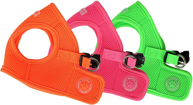 Puppia Neon Soft Vest Harness Step-in No Choke No Pull Walking Training for Small and Medium Dog, Pink, Large Neon Soft Vest Harnes - PawsPlanet Australia