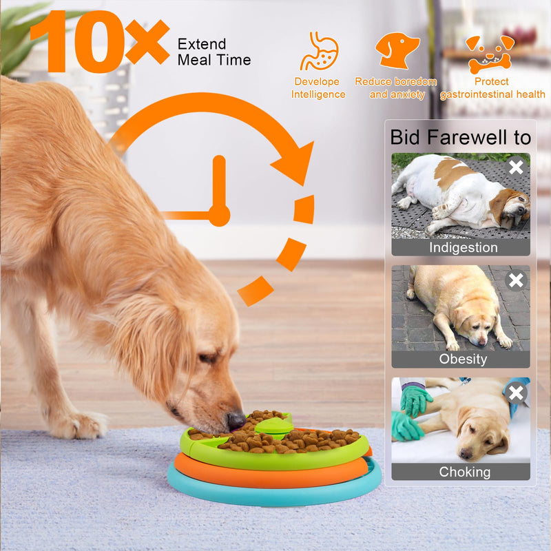 Slow Feeder Dog Bowl 3 Levels, Reduces Boredom and Anxiety Dog Food Puzzle Feeder, Non-Slip Interactive Dog Feeder, Suitable for Small/Medium/Larger Dogs Orange - PawsPlanet Australia