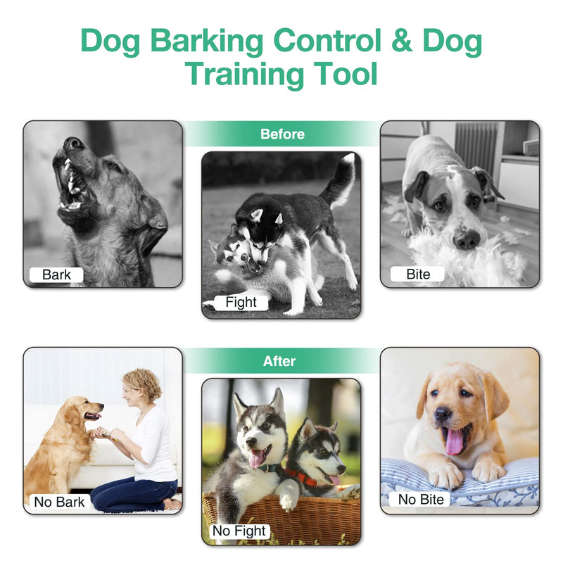 Queenmew Anti Barking Device for Dogs, 3 Modes Rechargeable Dog Bark Deterrent Devices, 30ft Effective Stop Bark Box with Adjustable Frequency & Range for Walking, Fit All Breeds&Size Dog Black